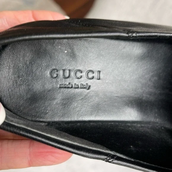 Gucci Brixton Black Leather Goldtone Horsebit Hardware Foldable Loafer Mule - Picture 11 of 15